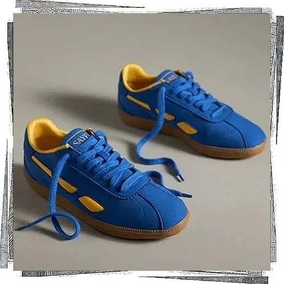 Blue & Yellow Retro 70's Inspired "M70 Dart" Vegan Suede Sneakers (EU 37) SAYE - Picture 1 of 4